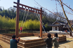 전통그네 타고 즐기는 죽녹원의 봄바람